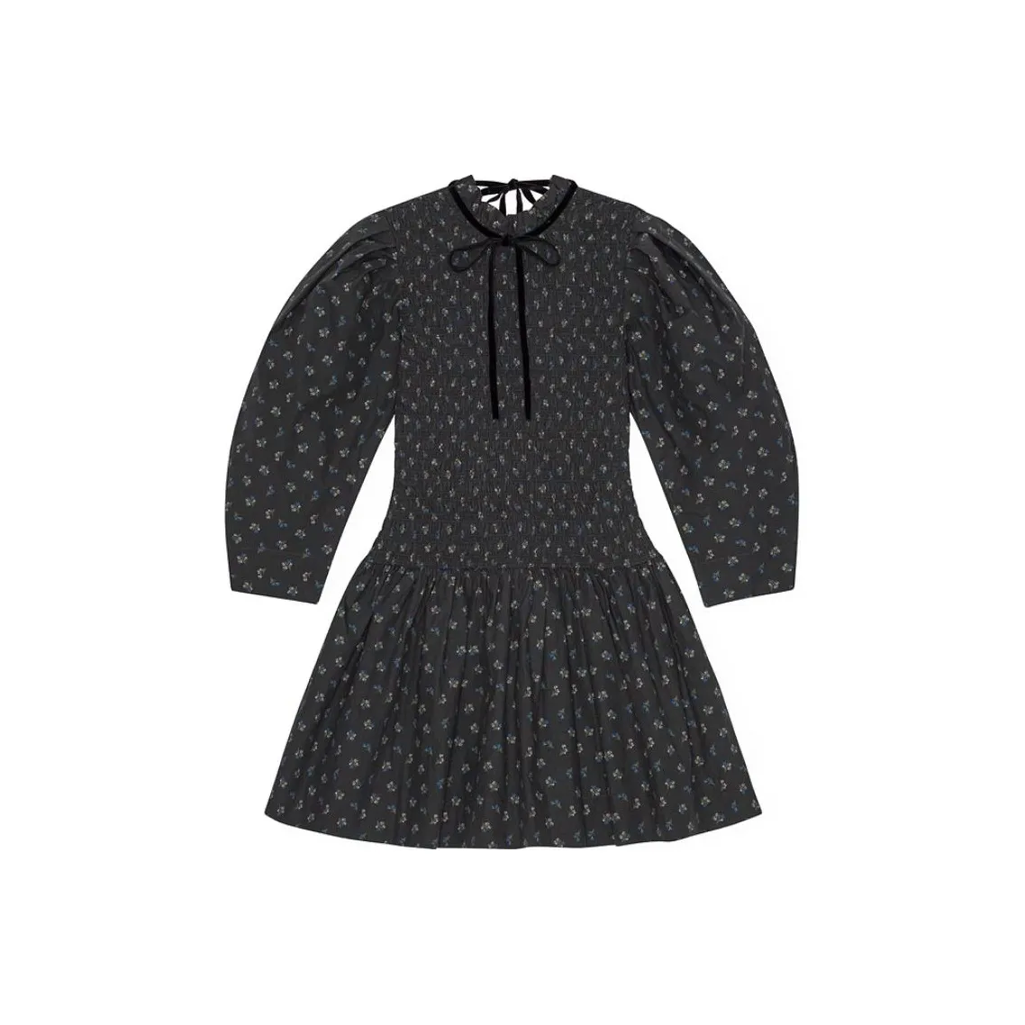 GANNI Floral Printed Ruffled Mini Dress