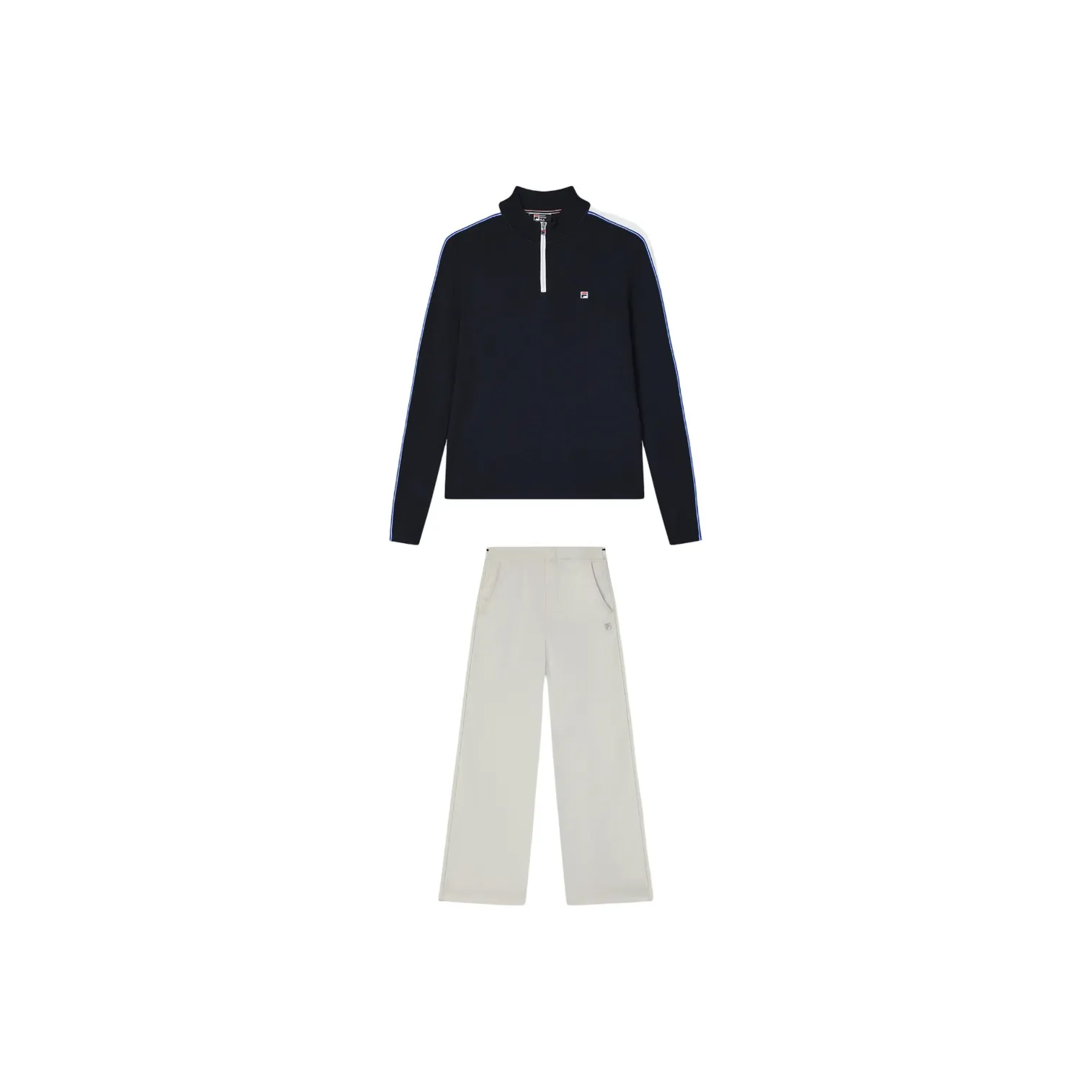 FILA Casual Suits Women's Legend Blue Top+Steam White Pants