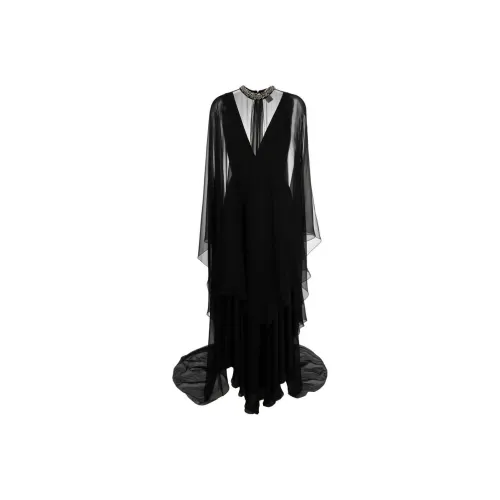Alexandre Vauthier Черное Женское Длинное Платье с Рукавами