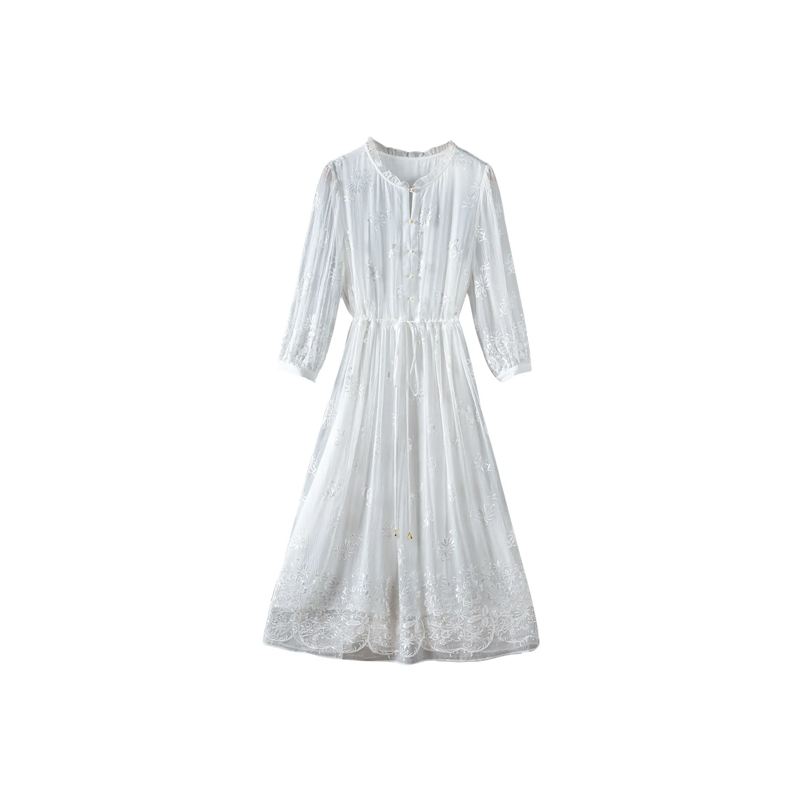 To The West Длинное Платье с Длинными Рукавами Женское Белое