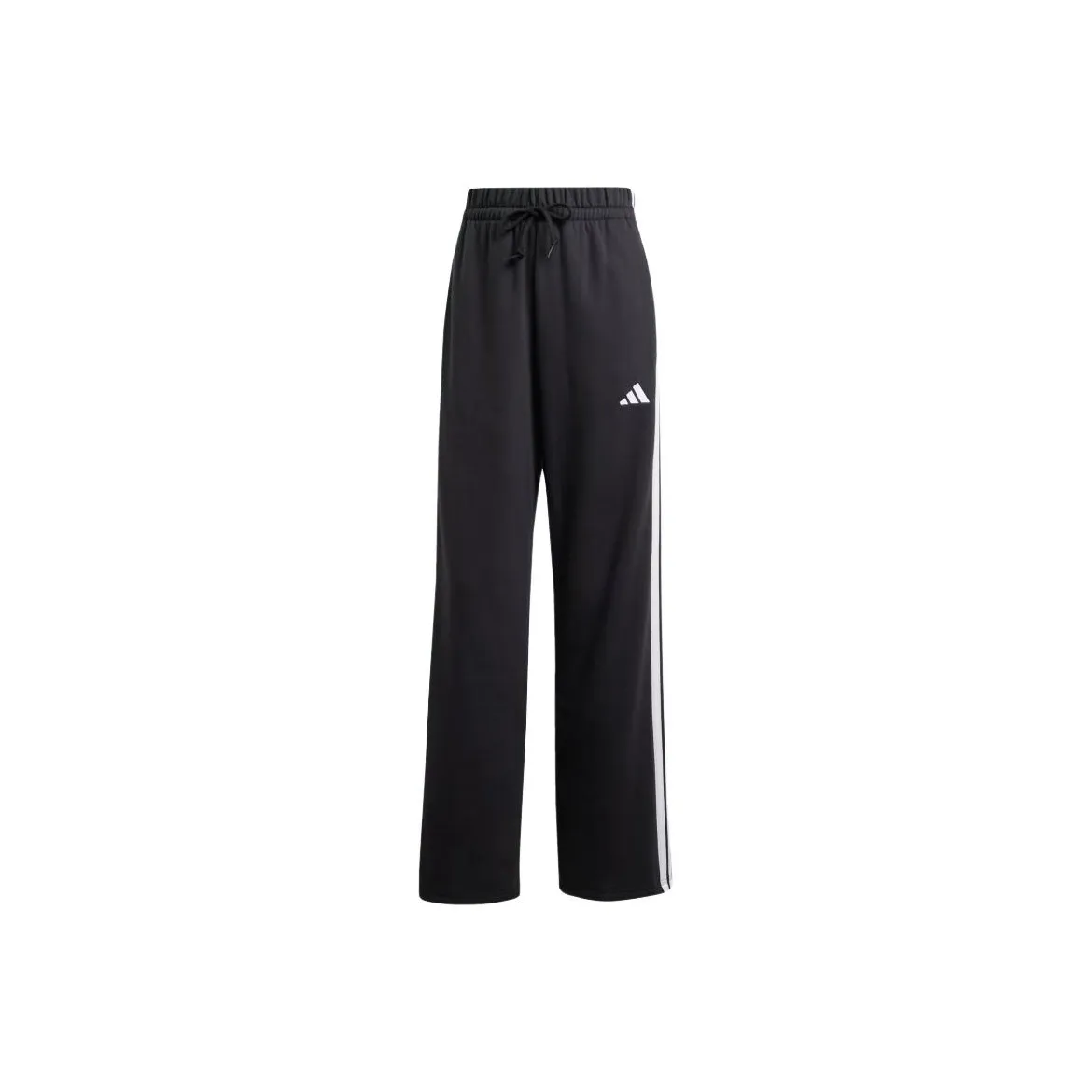 Adidas Essentials 3 Stripes Открыто Подол French Terry Брюки Вязаные Тренировочные брюки Женские Черный