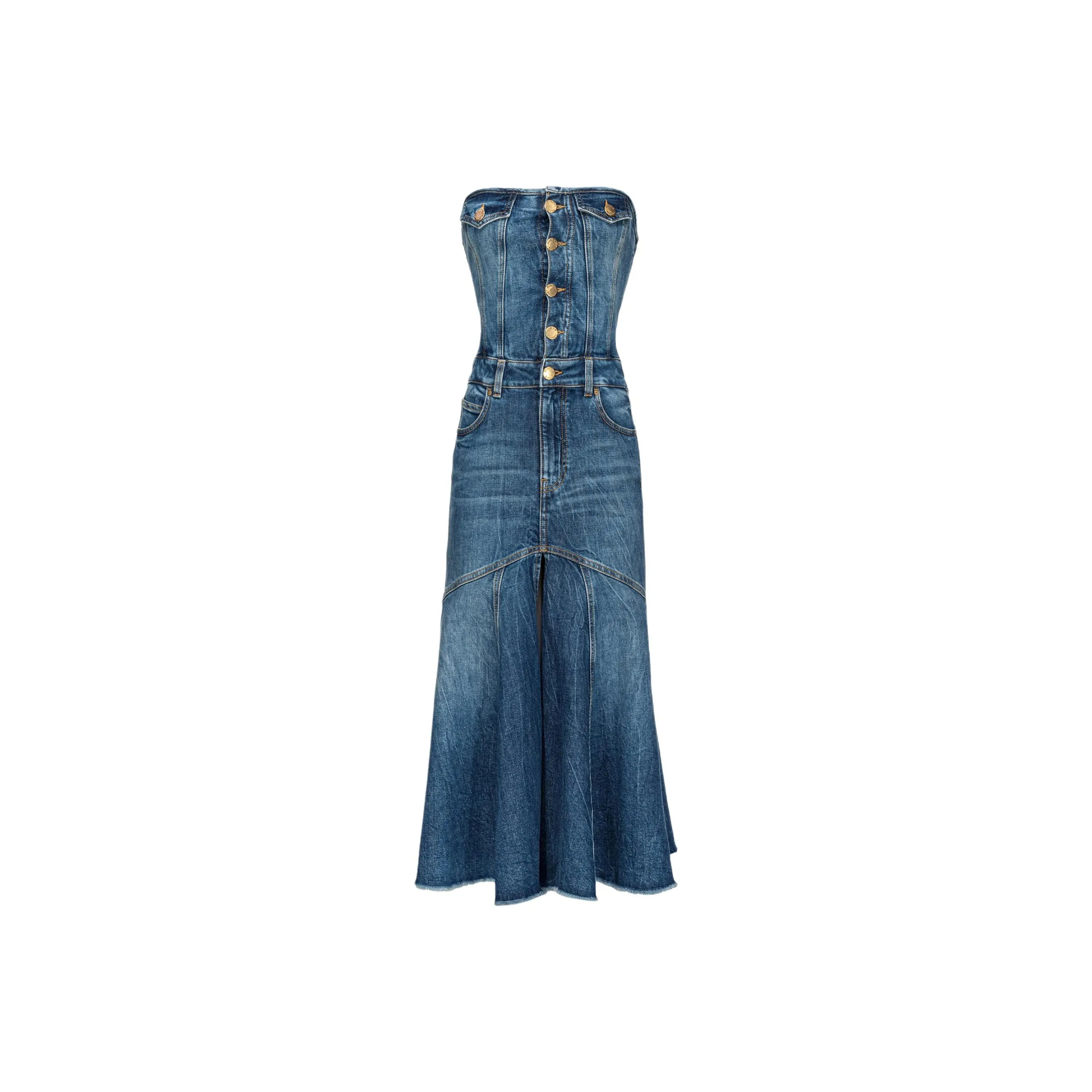 PINKO Bandeau style Denim Dress