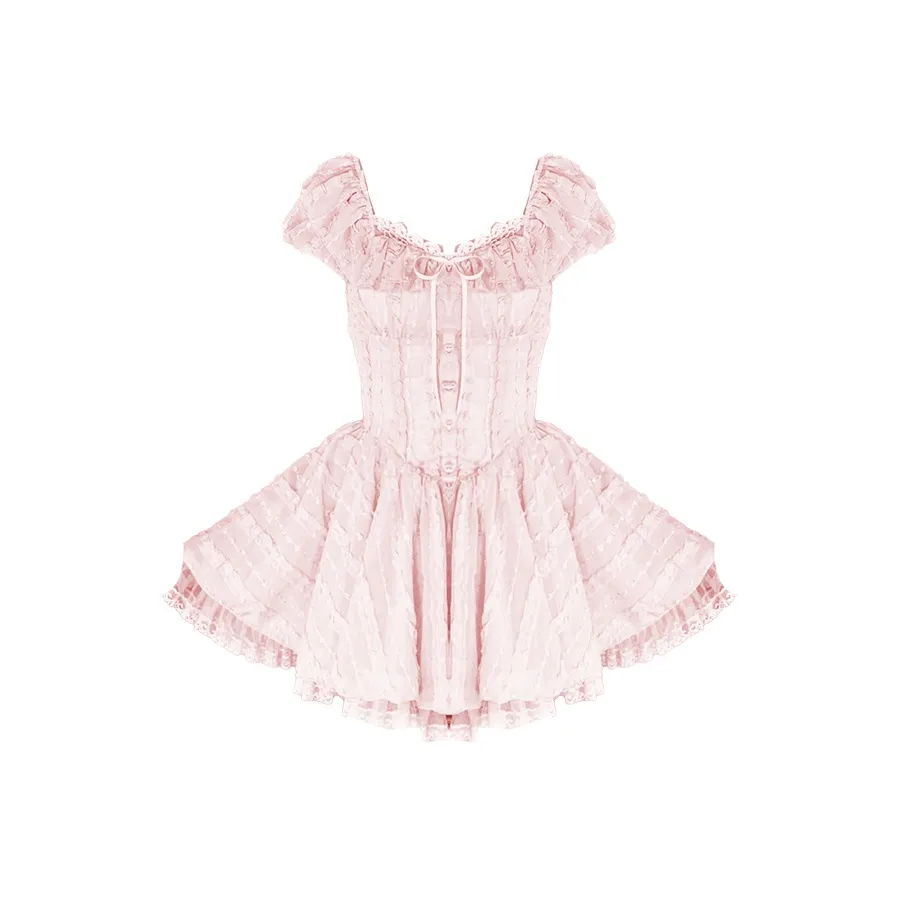 ONNFB Короткий рукав Платье Женское Розовое