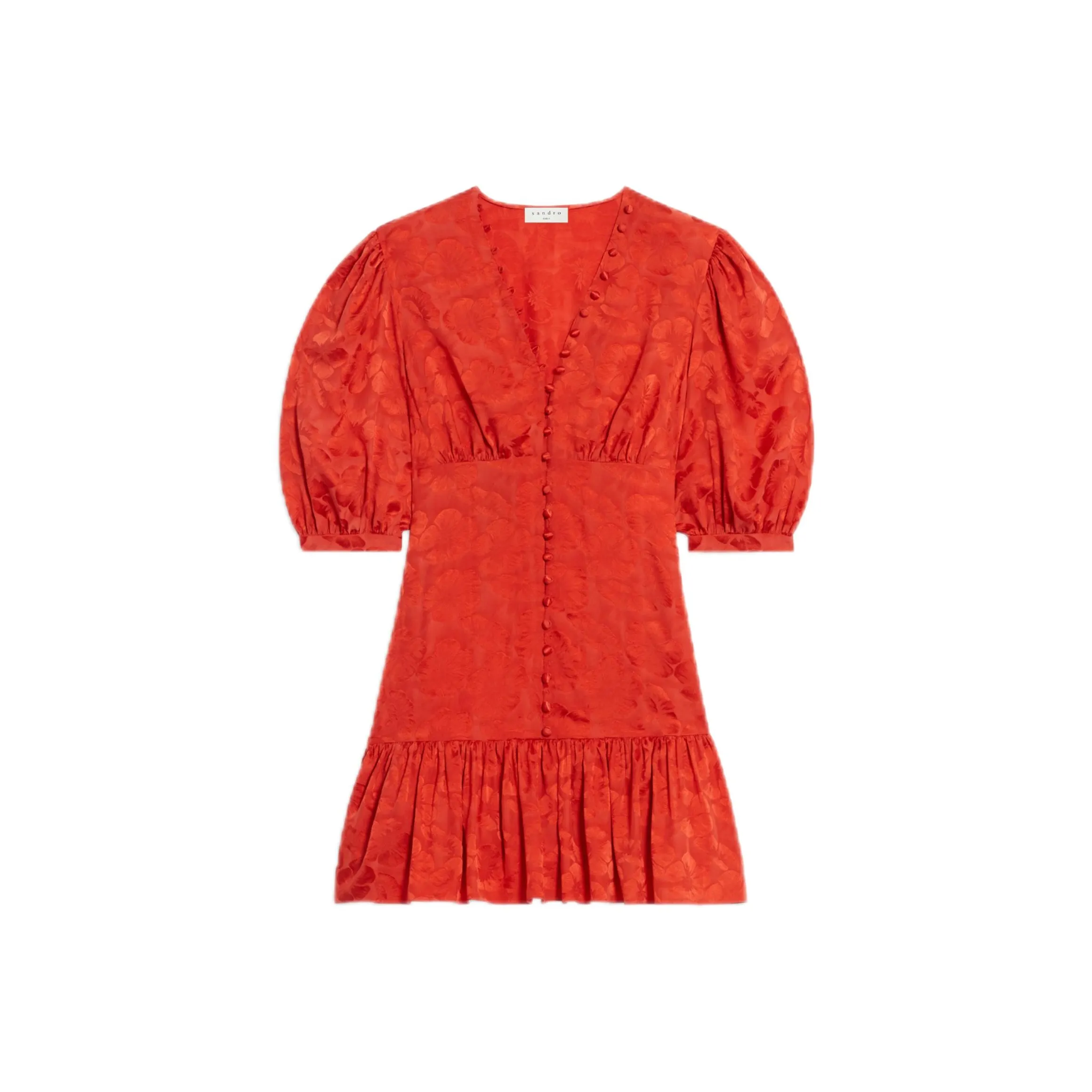 Sandro Короткий рукав Платье Женское Красное