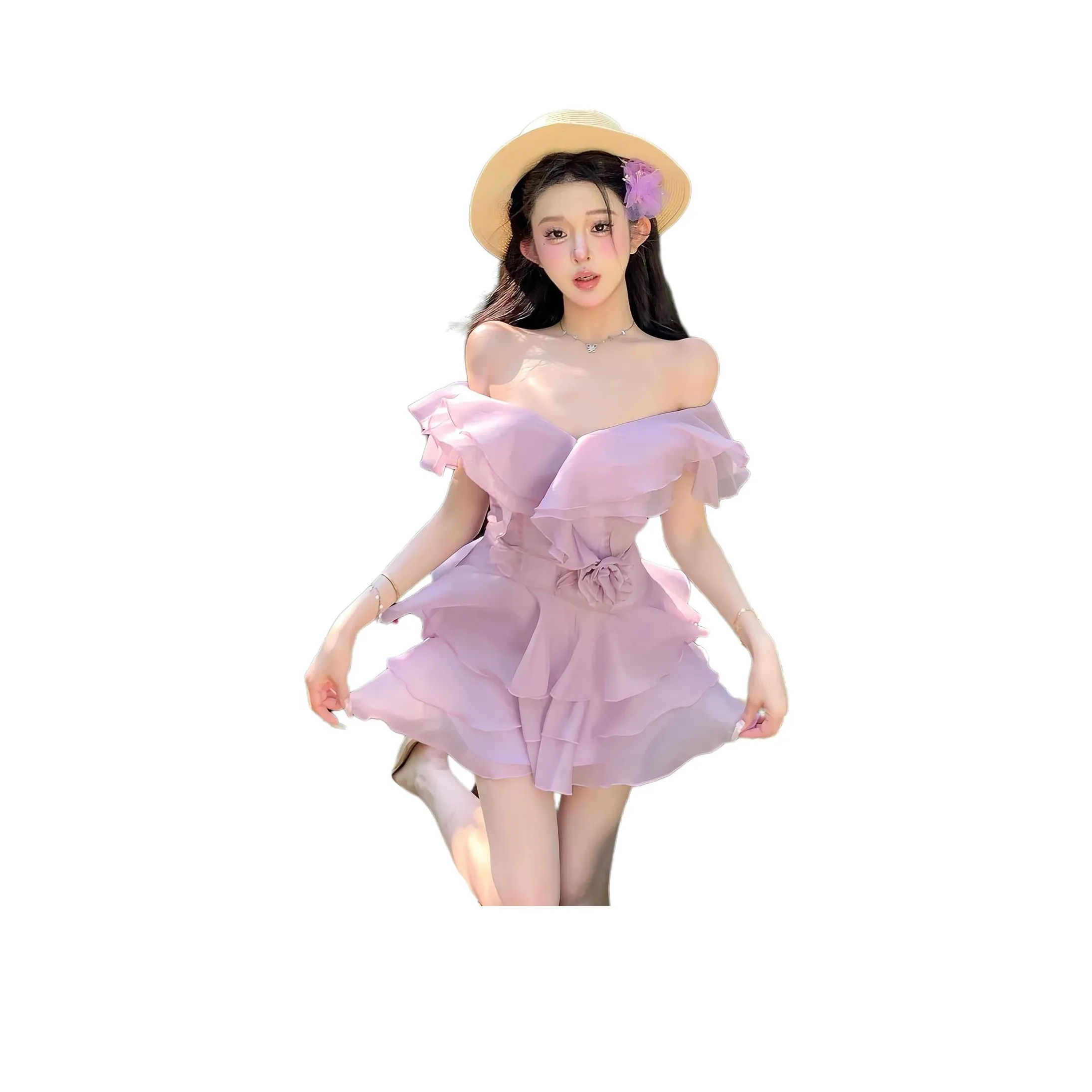 CHARM GLOW Короткое платье с короткими рукавами женское