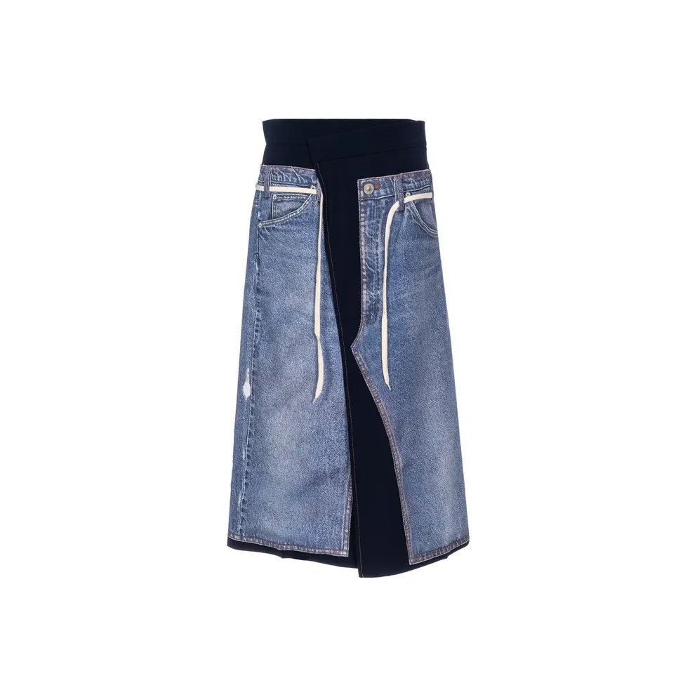 PushBUTTON FW24 Denim Long Skirt Women's Blue