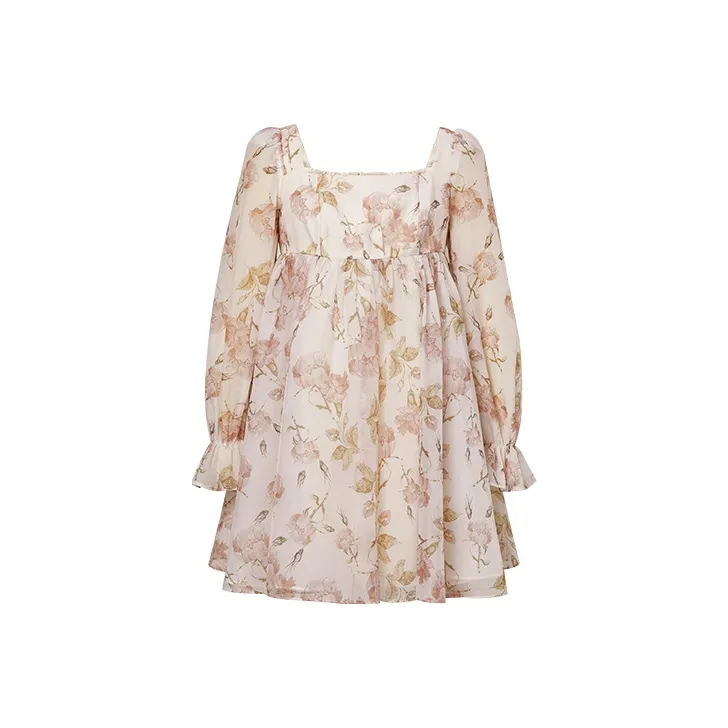 TAMMY TANGS Оранжево-розовый принт женские длинные рукава платья