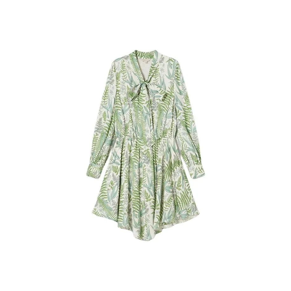 Goodland Длинное платье с длинными рукавами женское фруктовый зеленый