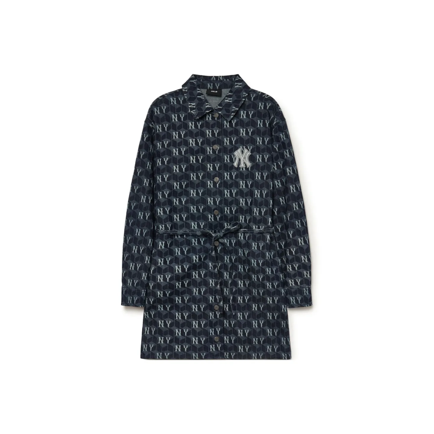 MLB Old Flower Long Sleeved Dresses Women's Marine Blue
