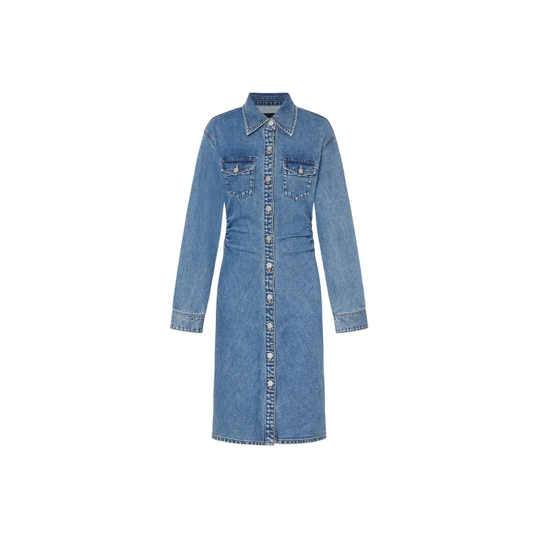 MO&CO Long Sleeved Dresses Women's Denim Blue