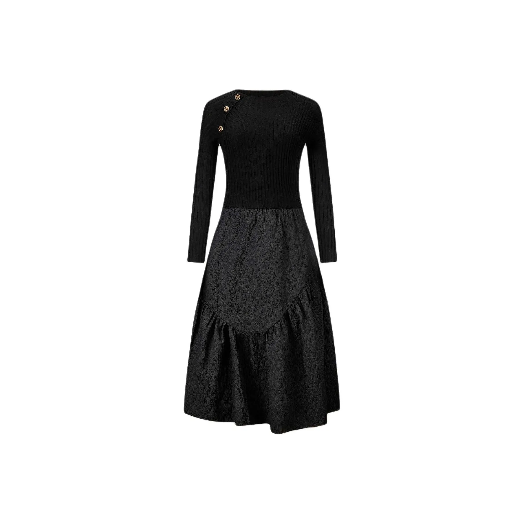 KARL LAGERFELD Длинное платье с длинными рукавами женское черное