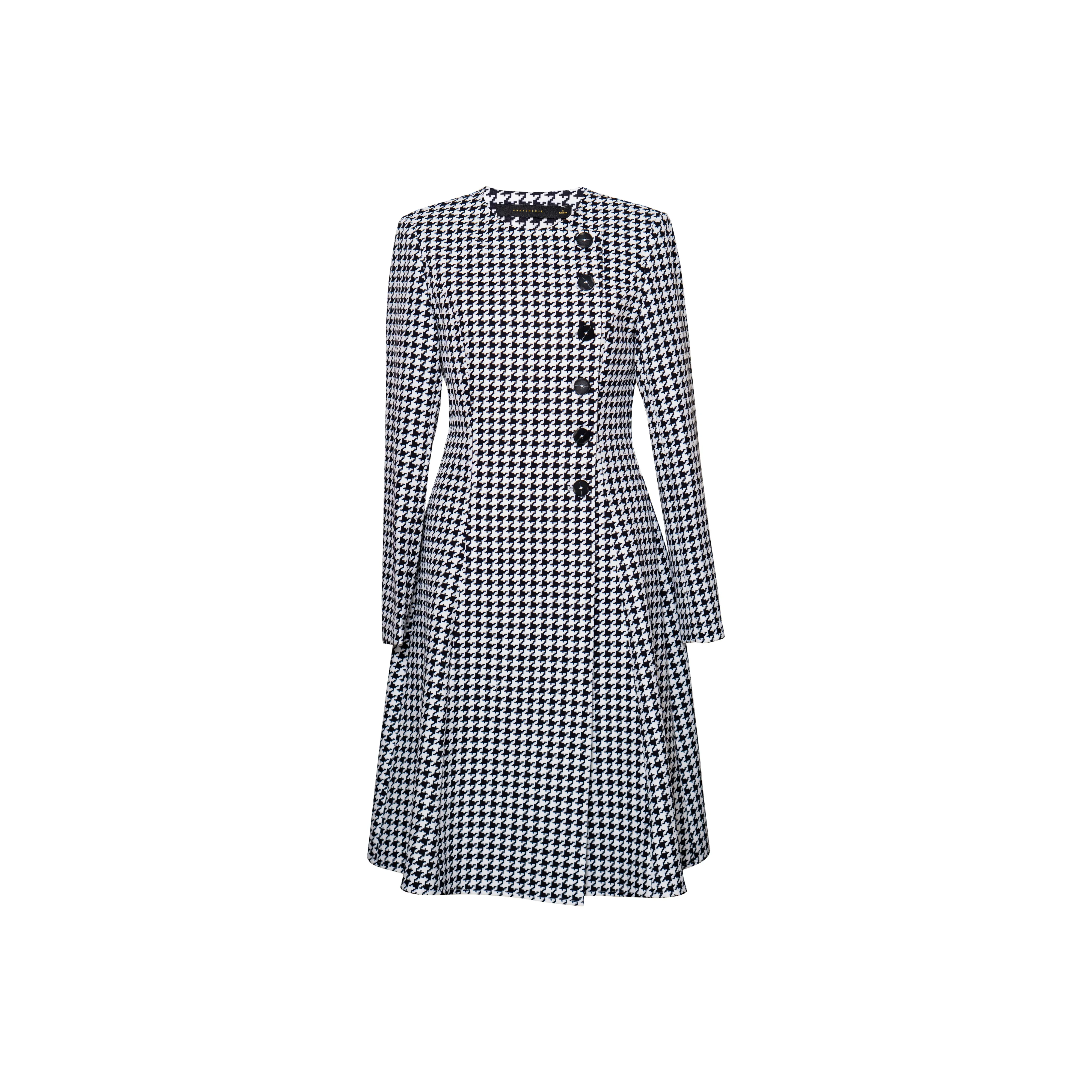 ROEYSHOUSE Длинное платье с длинными рукавами женское в узор "гусиная лапка"