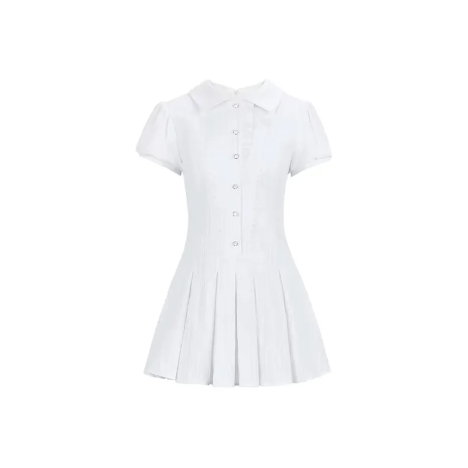 PUREIDOL Короткий рукав Платье Женское Чай Rest Белый