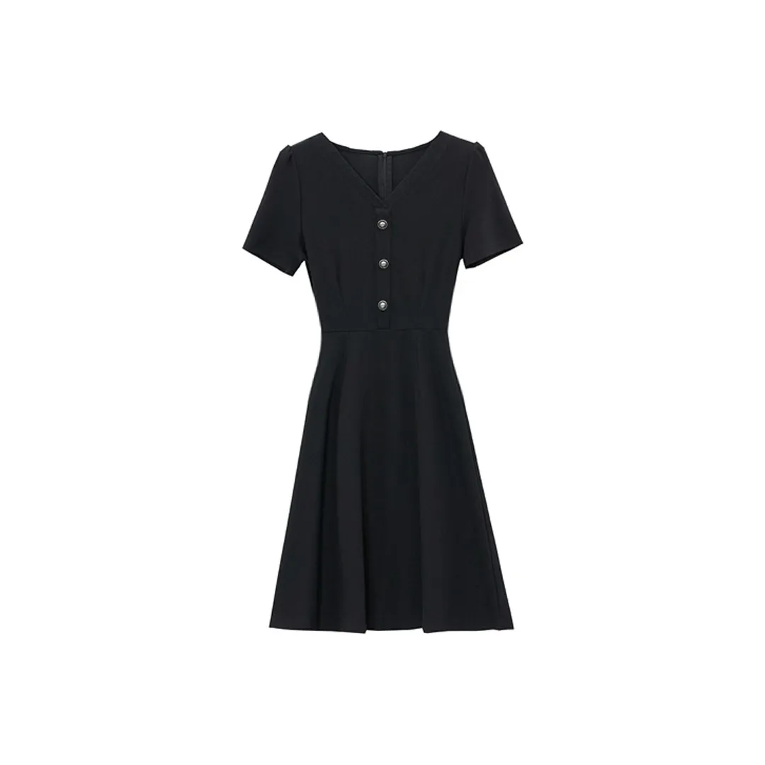 Yvetteclassic Короткий рукав Платье Женское Черное