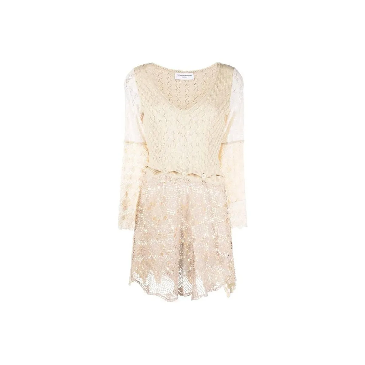 Marine Serre Knitted Lace Panelled Mini Dress