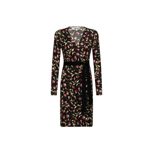 Diane von Furstenberg Black Женские Длинные Рукава Платья
