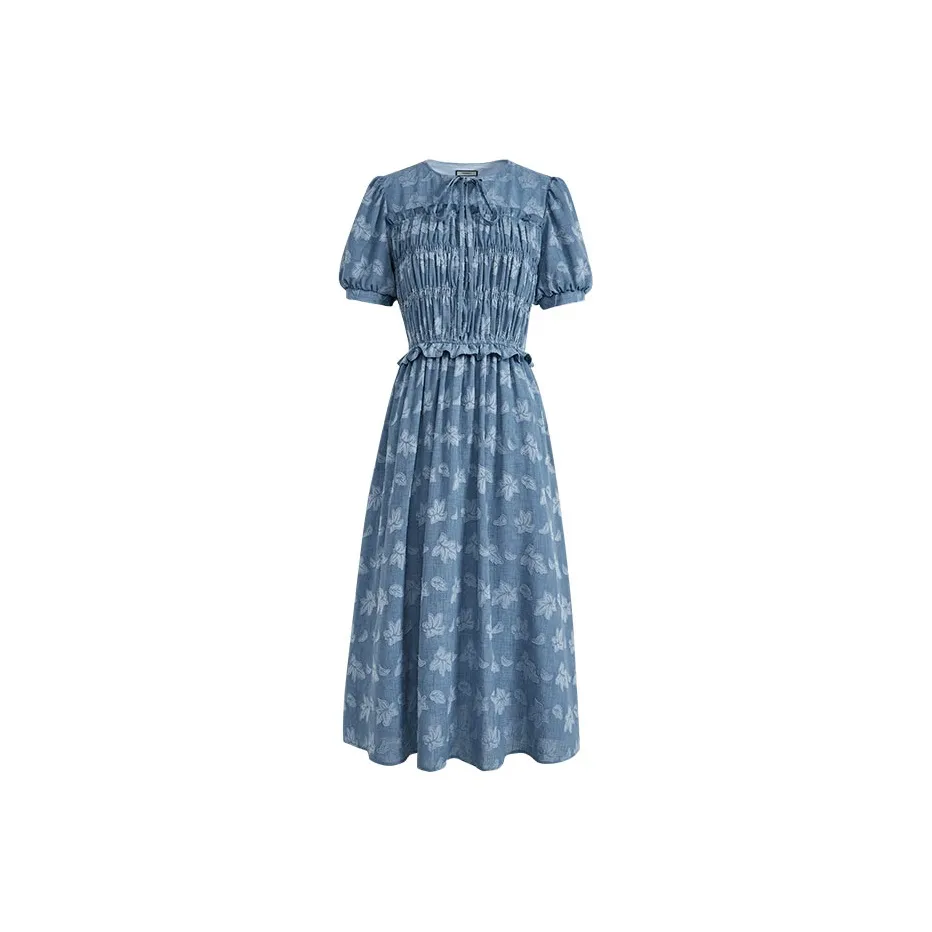 KUOSE Short Sleeved Dress Women's Light Blue
