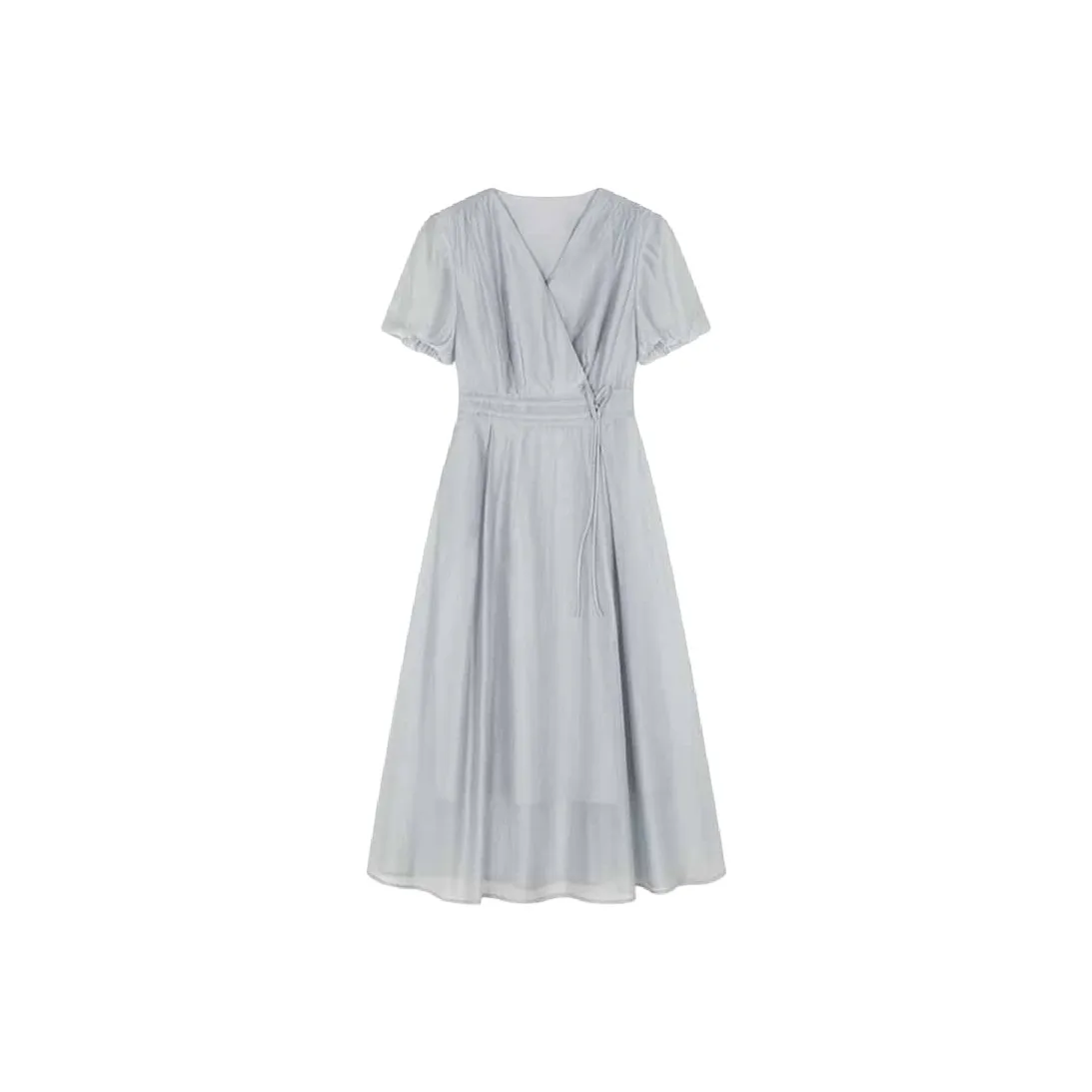 Mo Han Yi Mei Короткий рукав Платье Женское Ледниково-синий