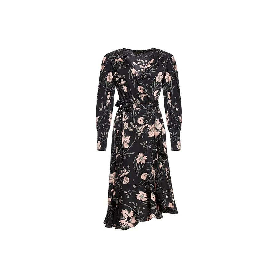 BESIONIA SS23 Long Sleeved Dress Women's Black Pattern
