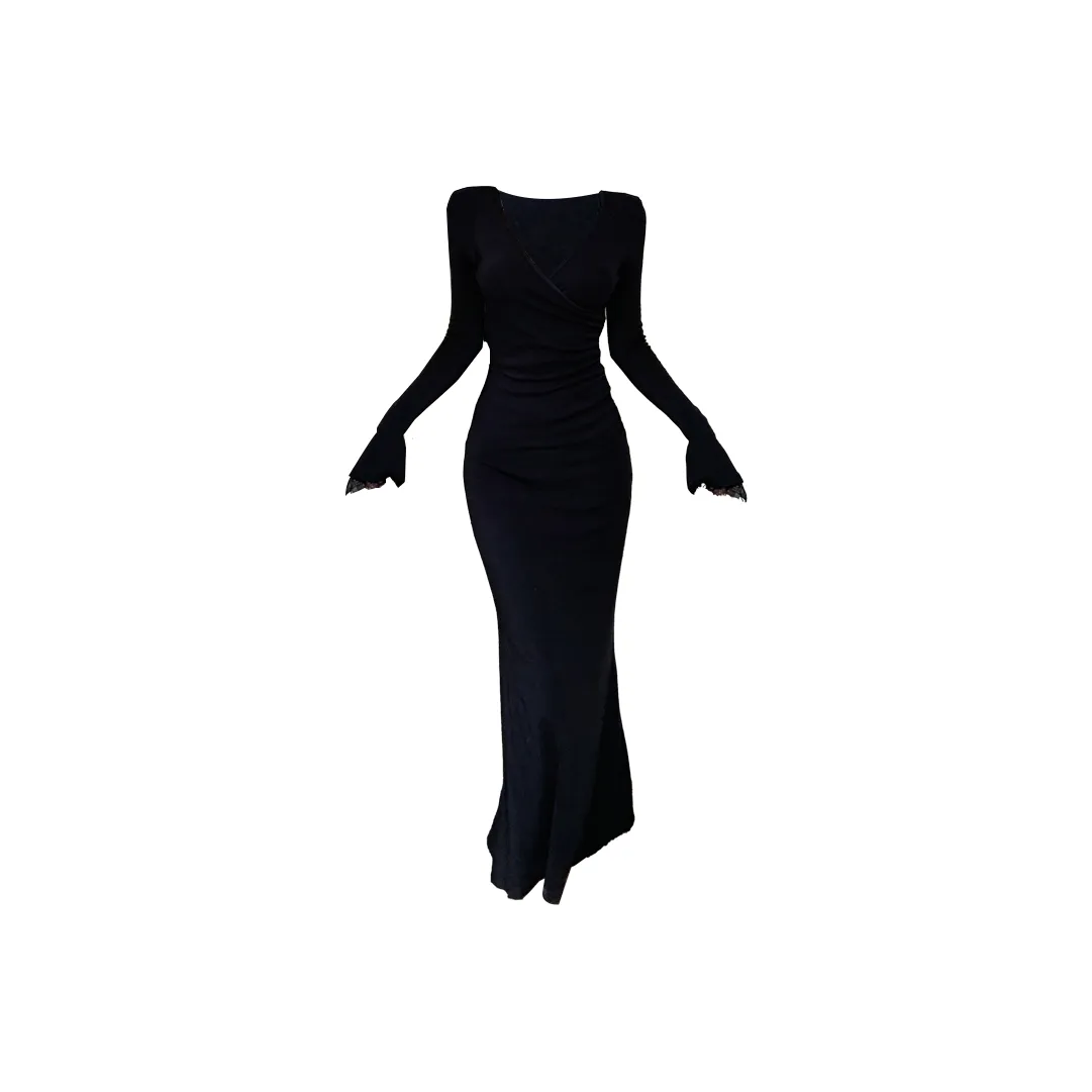 TURN UP KNIT Длинная Юбка Женская Черная