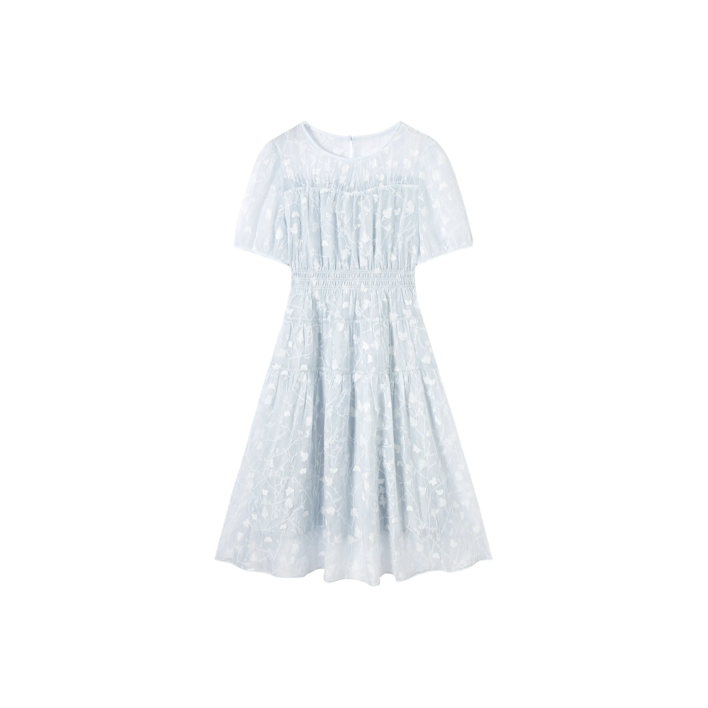 DIALOGUE Короткий рукав Платье Женское Серый Синий Маленький цветок