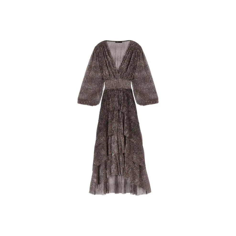 Maje Длинное платье с длинными рукавами женское коричневое