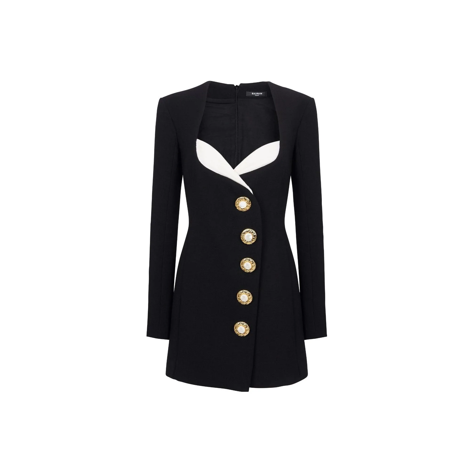 BALMAIN Button embellished Crepe Minidress
