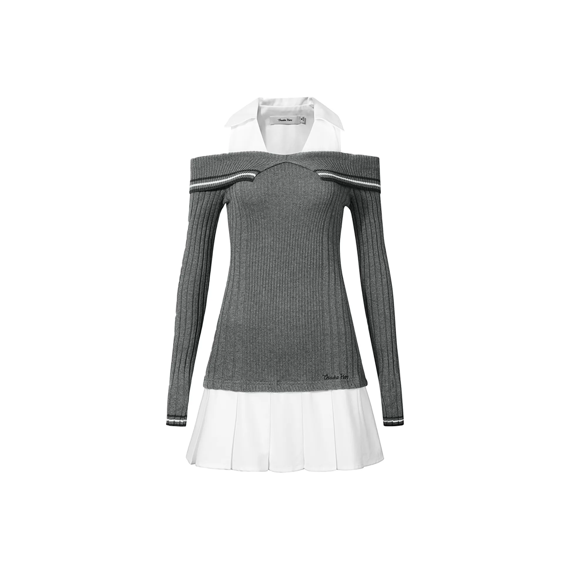 Guuka Hero Длинное платье с длинными рукавами женское серое