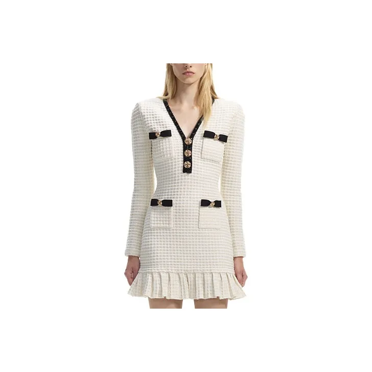 Self portrait Long Sleeved Dresses Women's Ivory White