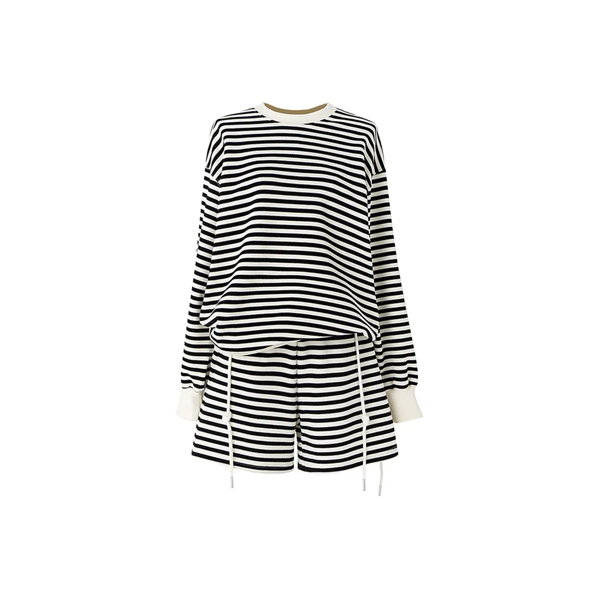 SOON FLOWER Повседневный костюм женский черный абрикосовые полосы