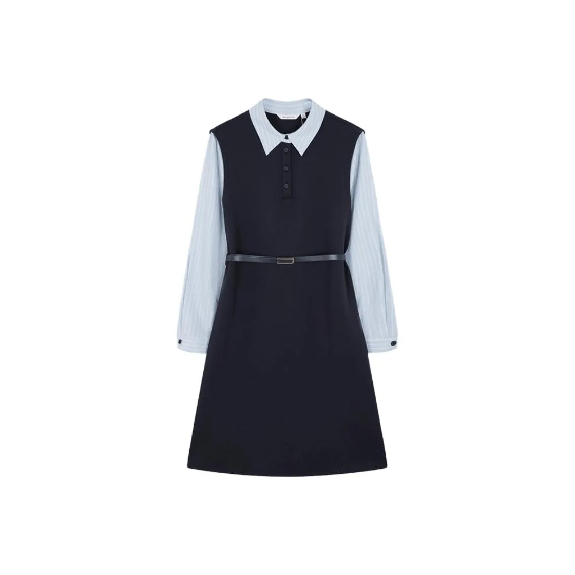 Mo Han Yi Mei Long Sleeved Dress Women's Navy Blue