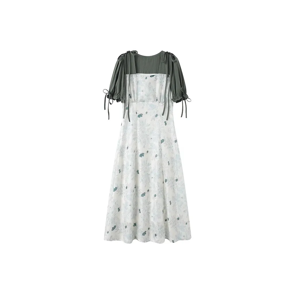 GULIANFEI Короткий рукав Платье Женское Зеленое