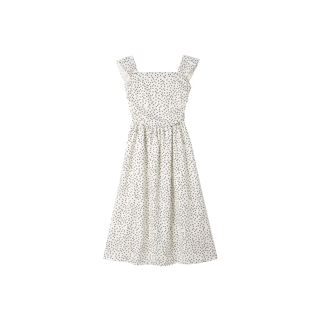 ZCDECO Короткое платье с короткими рукавами женское абрикосовый цвет в горошек