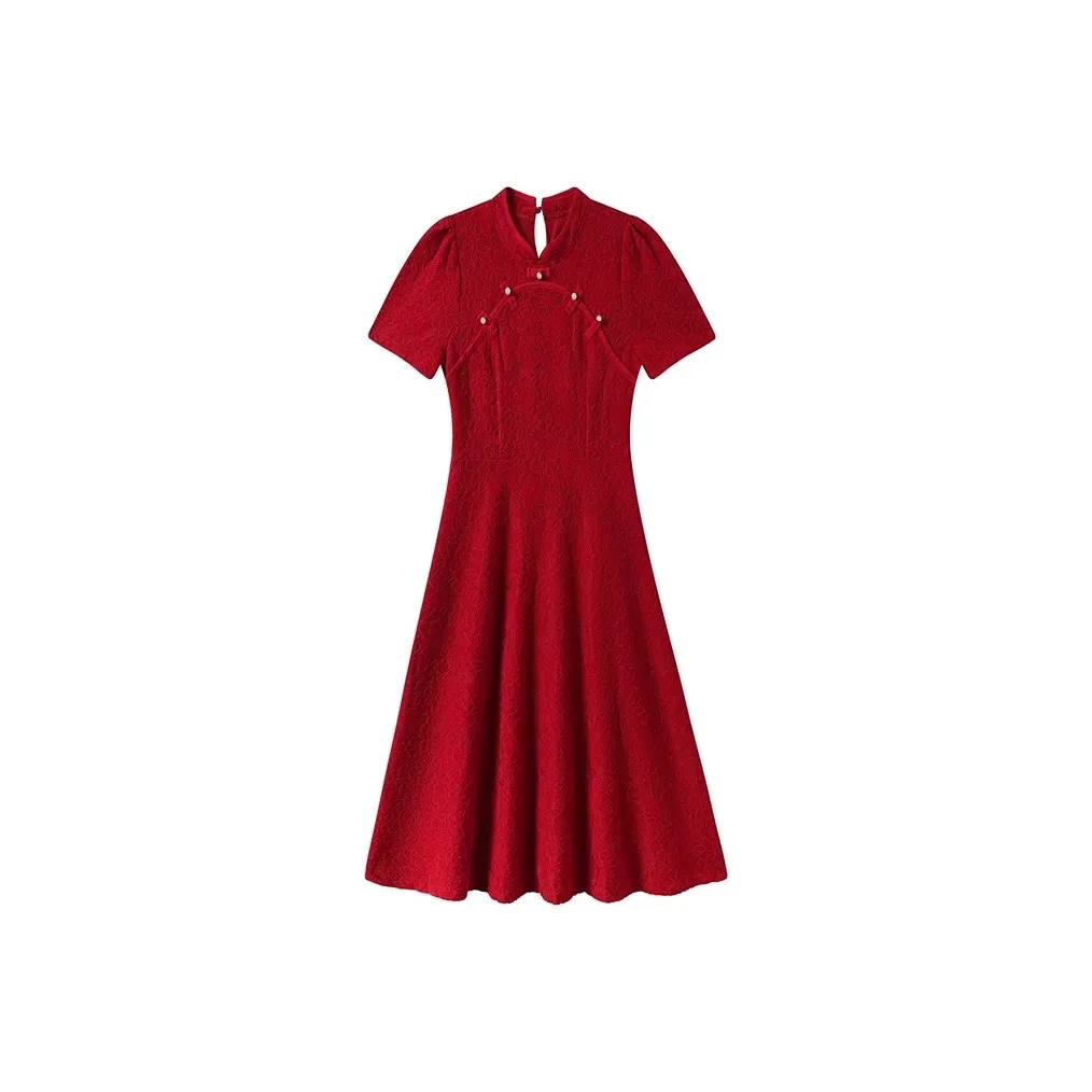 GULIANFEI Короткий рукав Платье Женское Красное