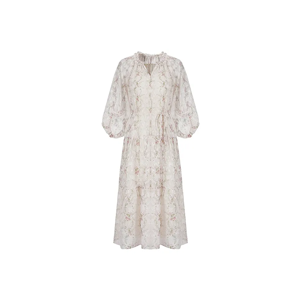 JZ. ANNAKRO Длинное платье с длинными рукавами женское пастельно-розовый красный