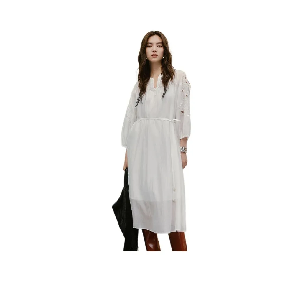 Hopeshow Long Sleeved Dress Women
s Raw White