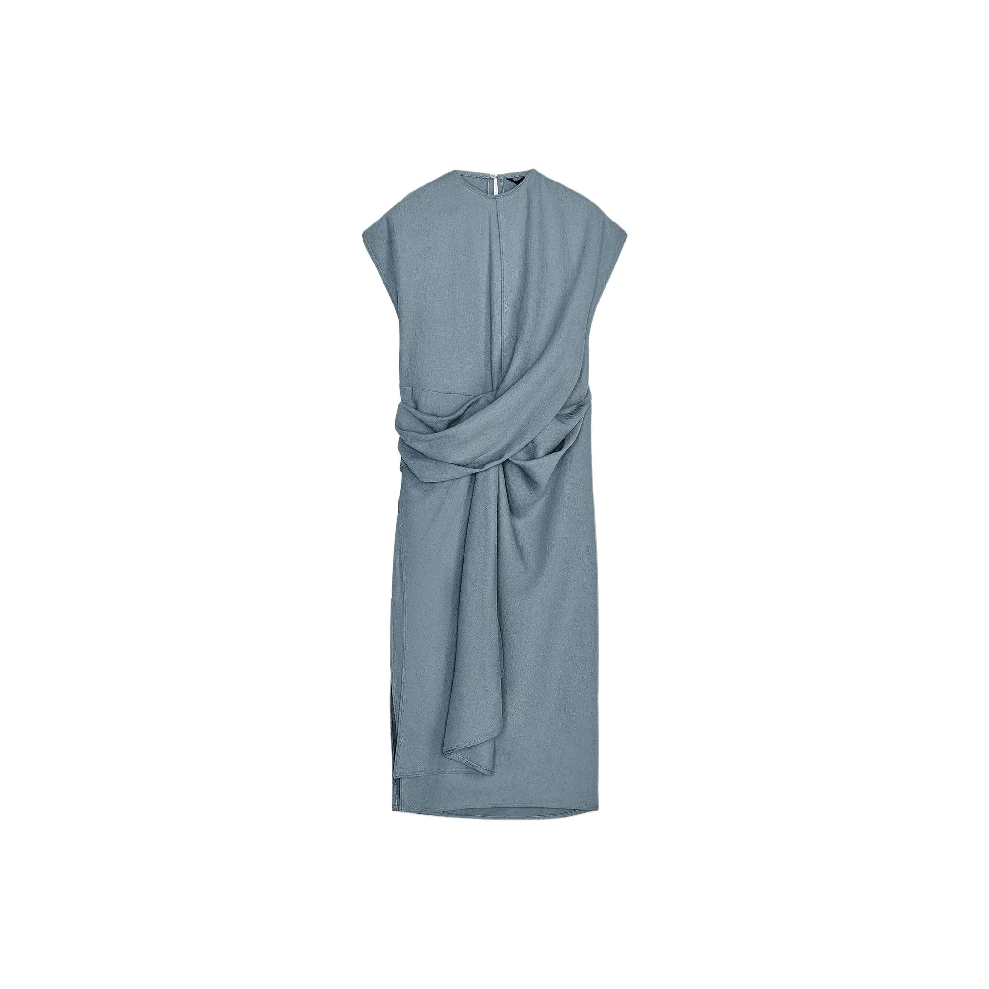 ZARA ZW Series Short Sleeved Dress Women's Duck Blue