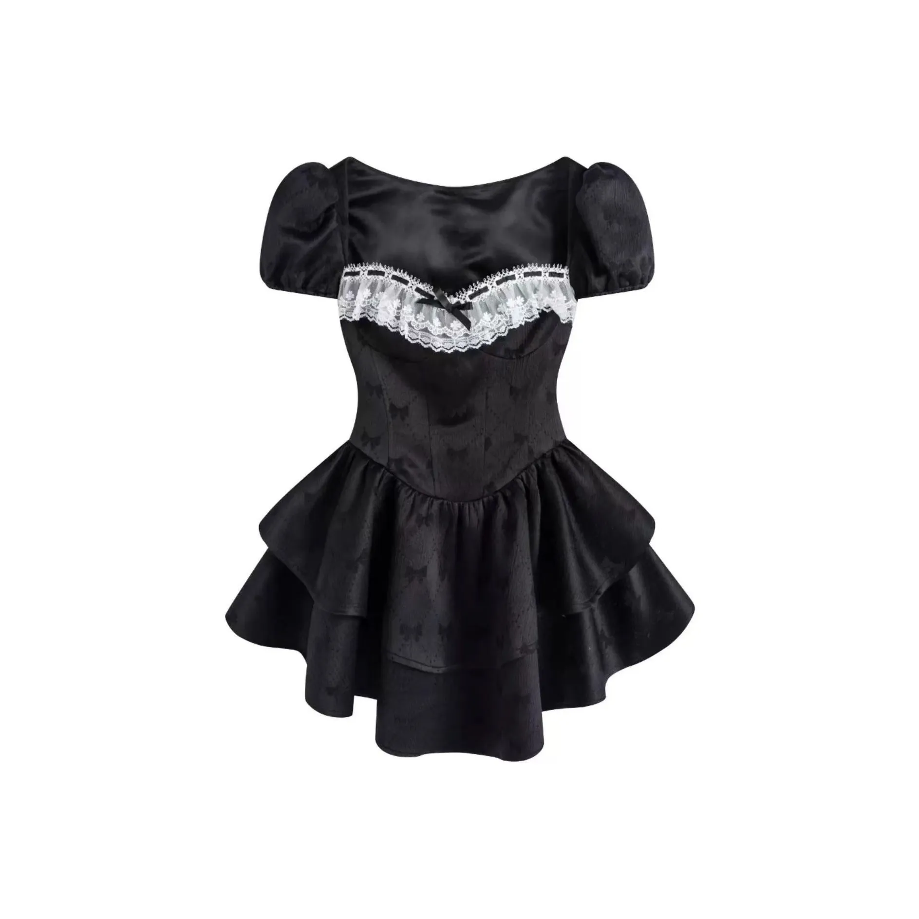 KEAB Короткий рукав Платье Женское Черное