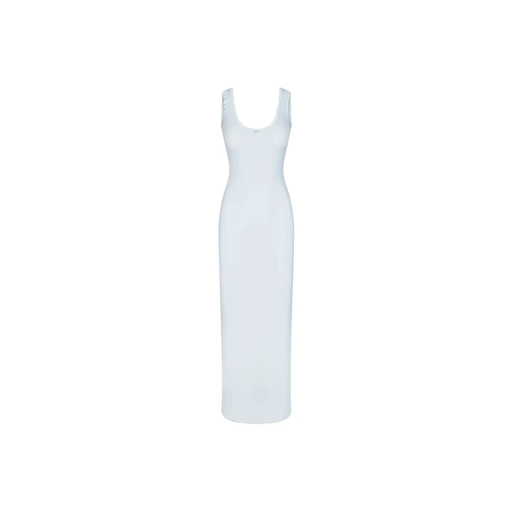 SKIMS SOFT LOUNGE LACE SCOOP NECK DRESS Slip Dresses Women's CELESTE/Sky Blue
