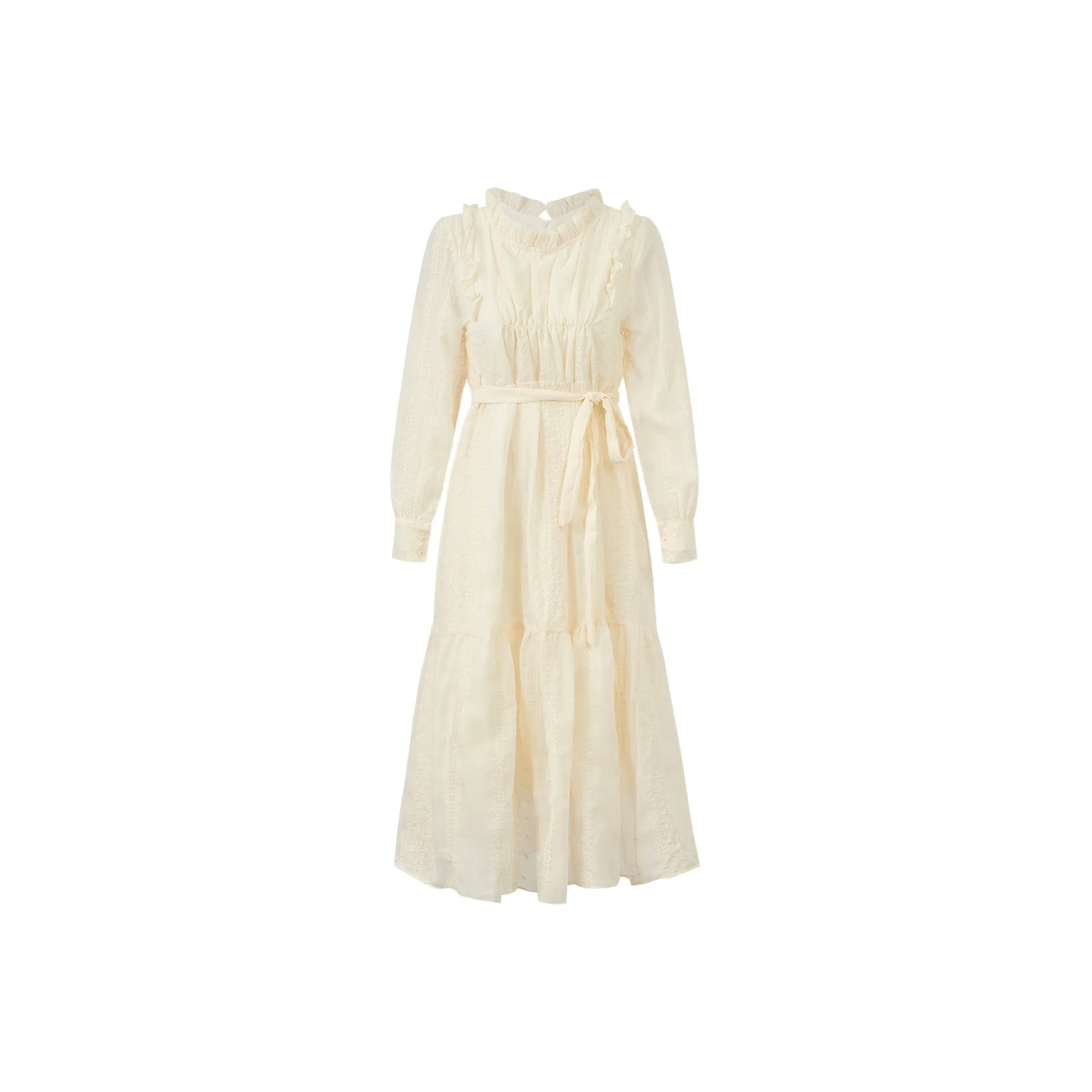 XUANSHU Long Sleeved Dresses Women's Apricot