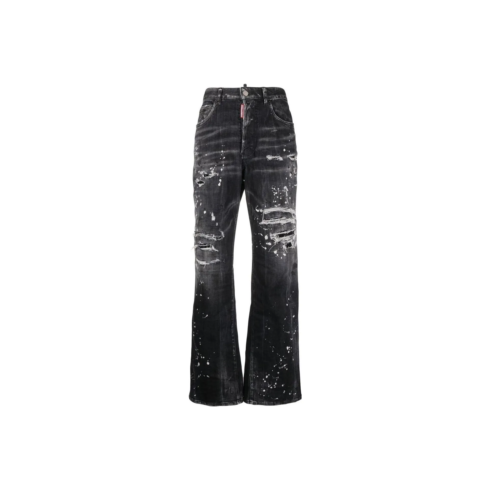 DSQUARED 2 Distressed Paint Splattered Bootut Jeans