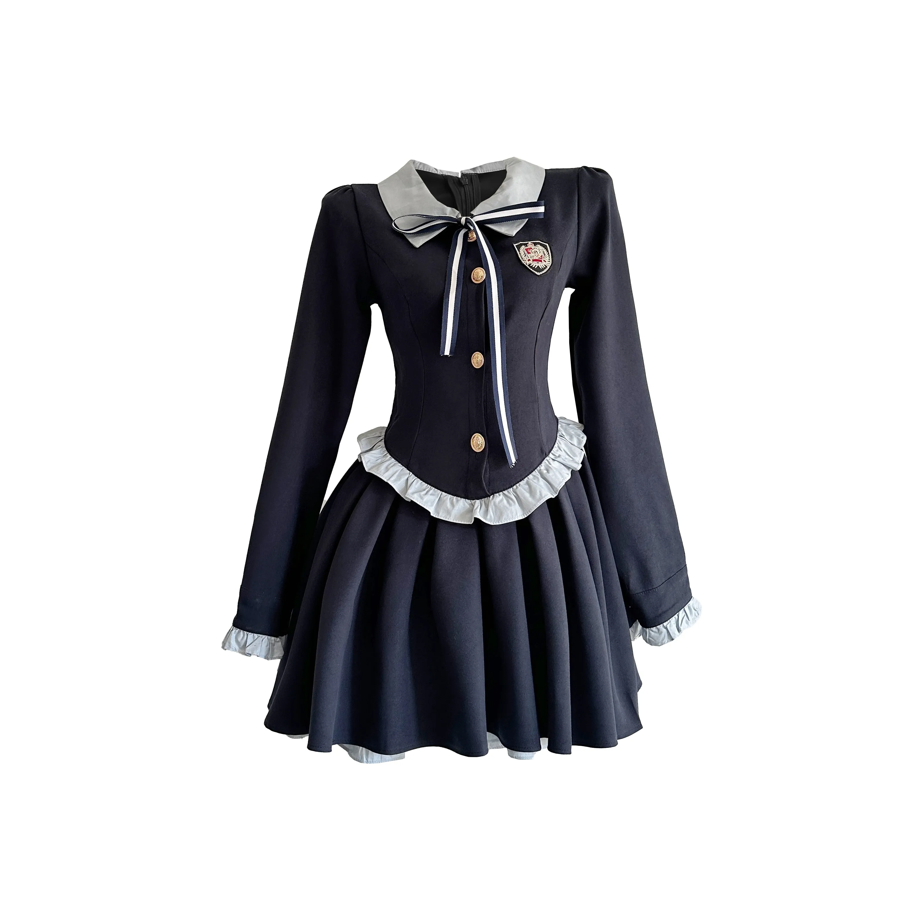 TUSHIFEI Длинное платье с длинными рукавами женское темно-синий