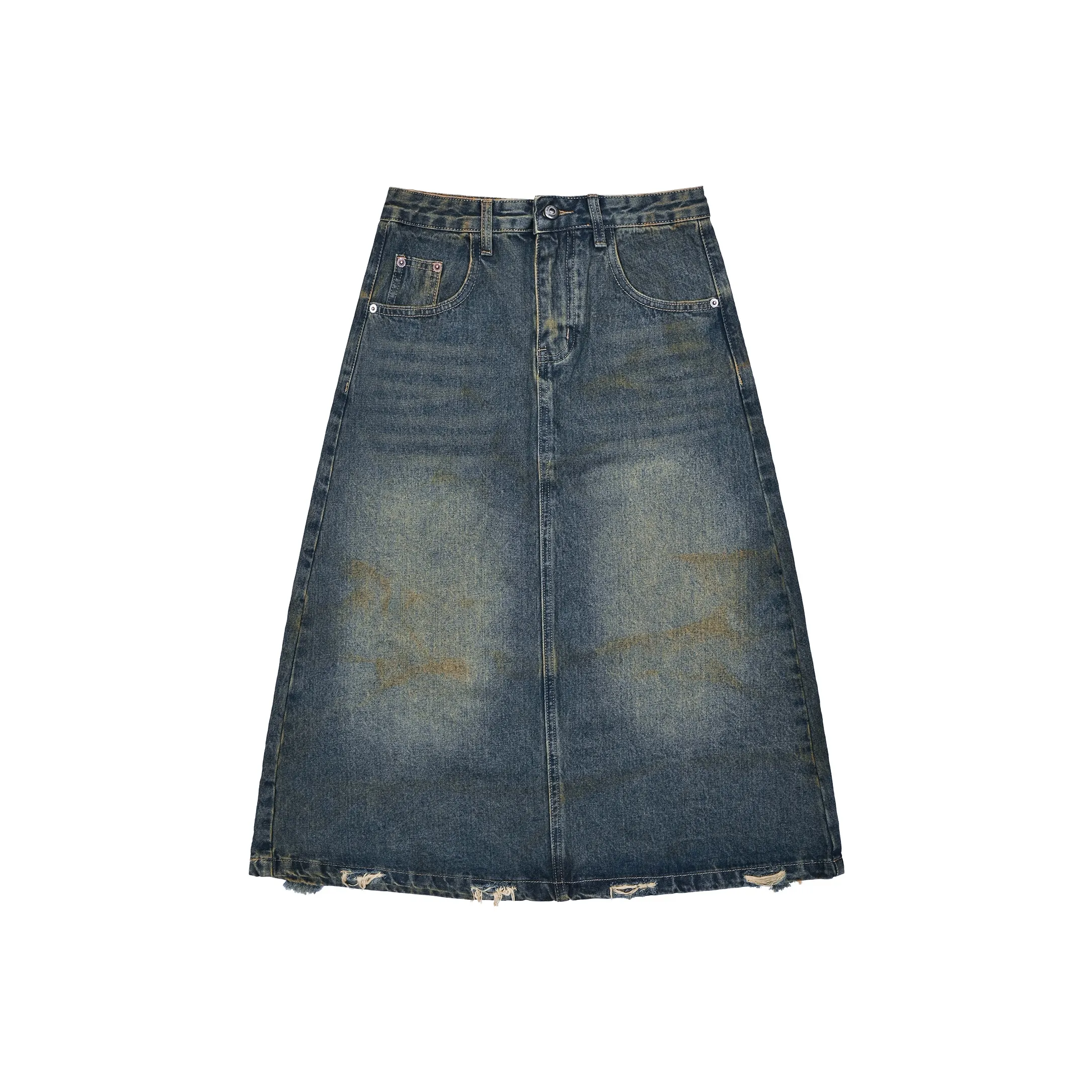 Saotome Denim Long Skirt Women's Washed Blue