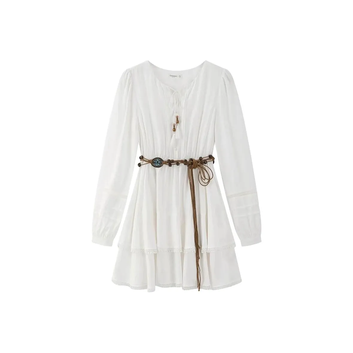 KEAB Длинное платье с длинными рукавами женское белое