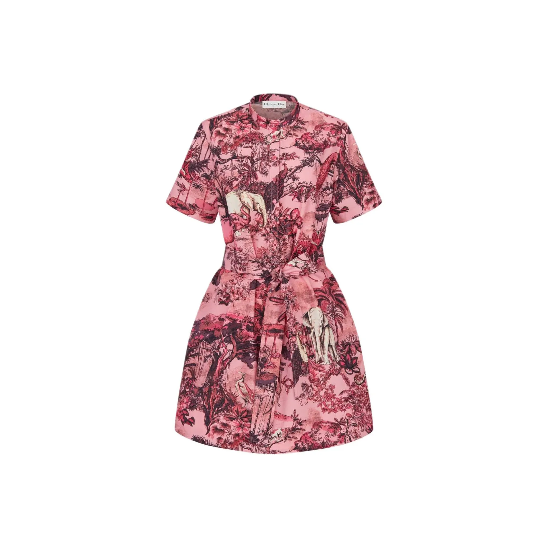 DIOR Floral Printed Tied Waist Shirt Dress