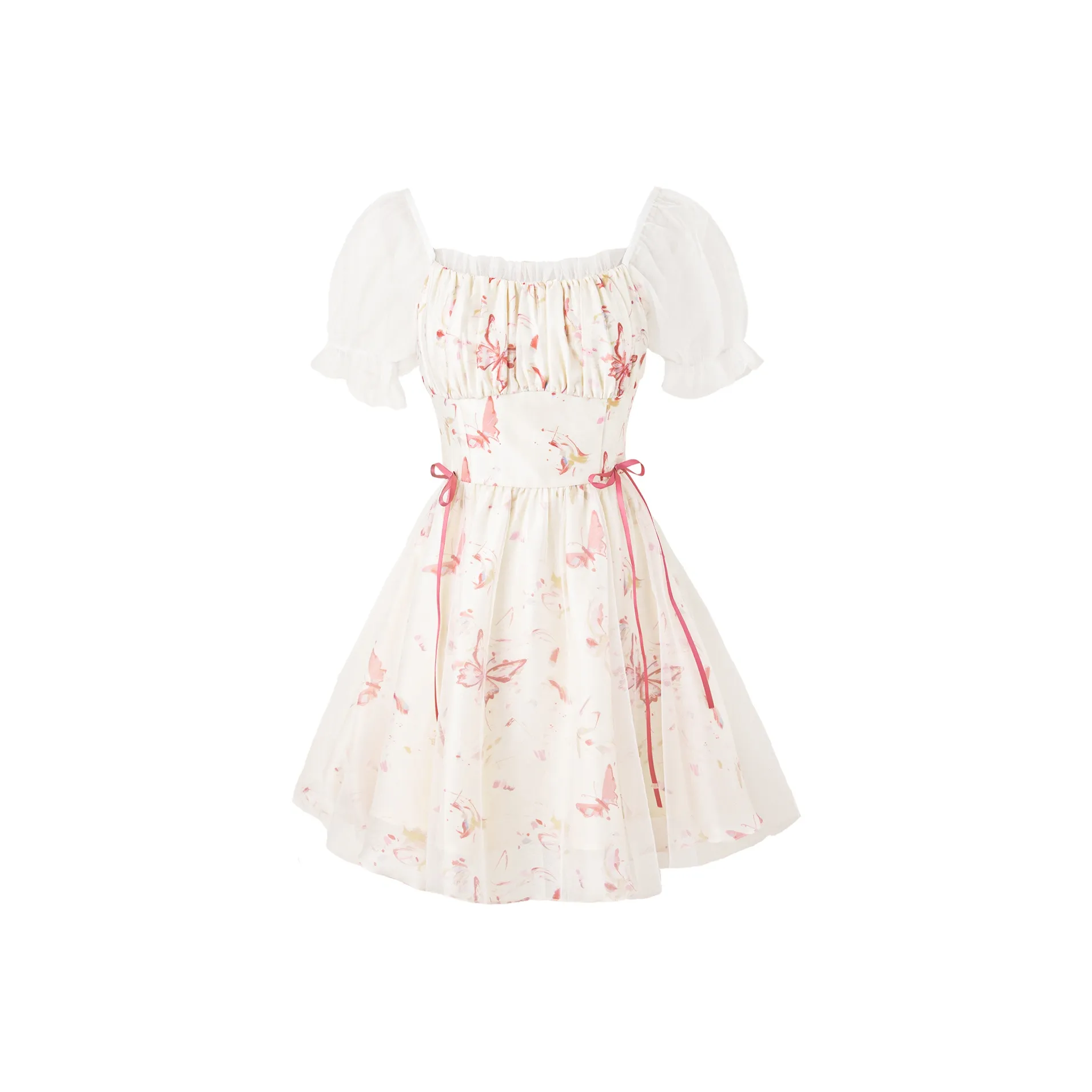 Blovelan Короткий рукав Платье Женское Цветочный Цветок Цветок Абрикос