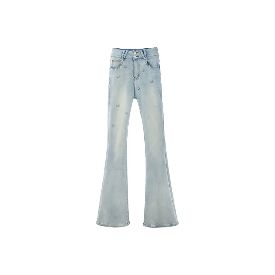 Blovelan Джинсы Женские Джинсовый Синий