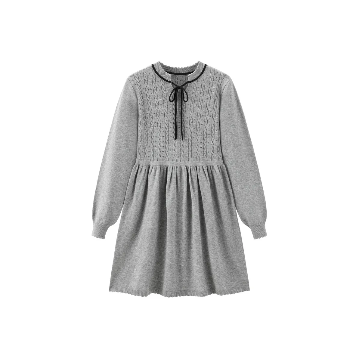 LEDIN Длинный Платье с Длинными Рукавами Женское Серебристое Свеча Серый