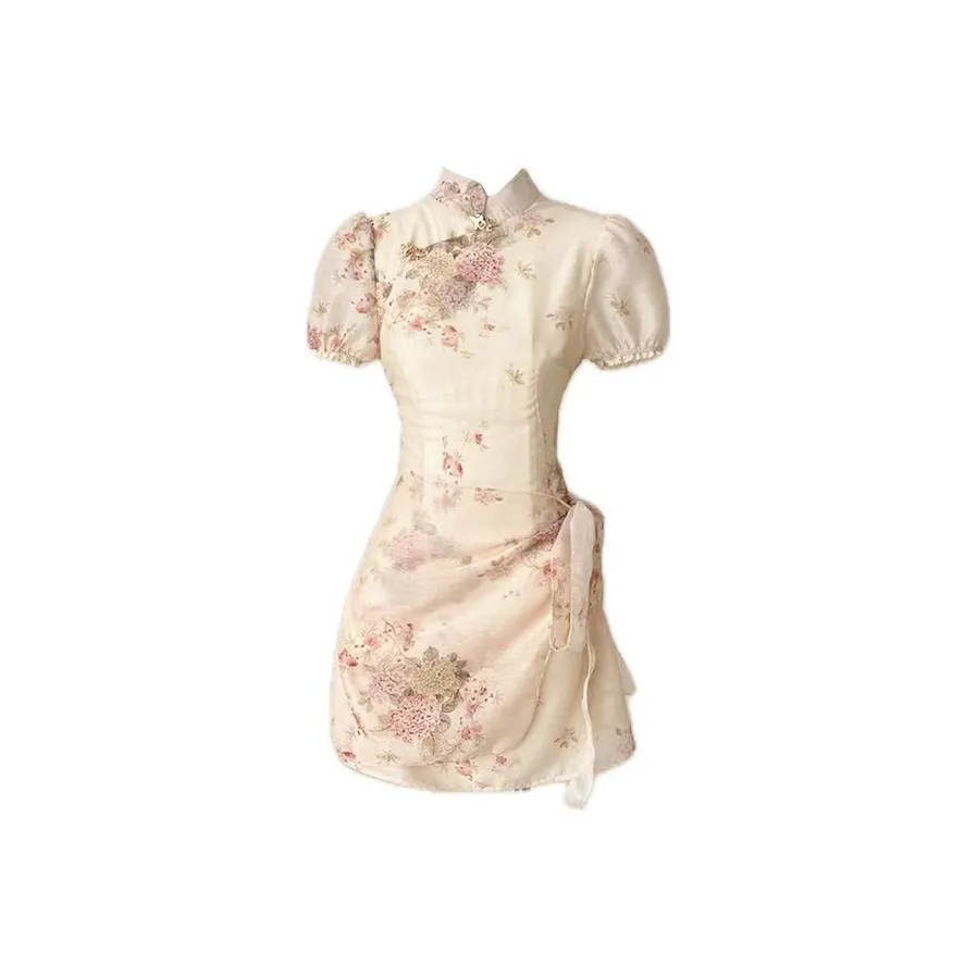 COVT Короткий рукав Платье Женское Абрикосово-розовый