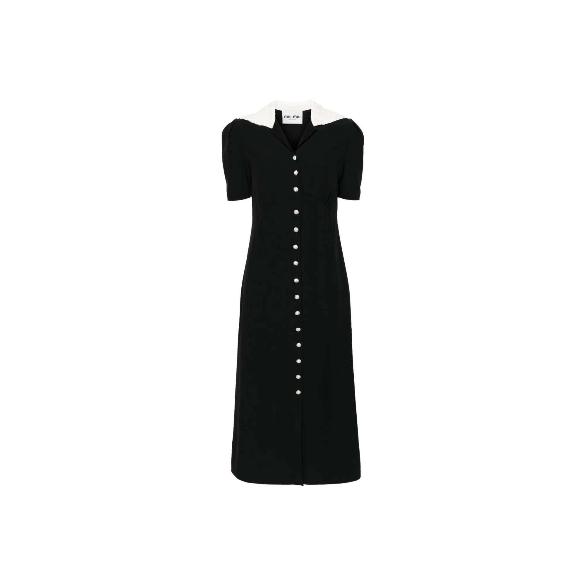 MIU MIU Embellished Short Sleeved Flared Dress